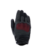 Guanti Alpinestars Stella Mogress Airflow, guanti da moto da donna, nero antracite e rosso, con protezione per le nocche NUCLEON PLASMA e rivestimento in mesh rosso, dorso traforato al laser, inserti in mesh 3D su dita e polsino, polsino corto con chiusura a strappo, design traspirante per guida urbana