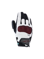 Alpinestars Guanti Stella Mogress Airflow, guanti da moto da donna, nero e bianco con protezione nocche rossa, mesh 3D traspirante e costruzione traforata, tecnologia PLASMA, design a polsino corto per guida urbana