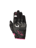 Alpinestars Guanti Stella SMX1-Air V2, guanti da moto per donna, nero e fucsia, in pelle e mesh con protezione nocche rigida, certificati CE, design ventilato a polsino corto