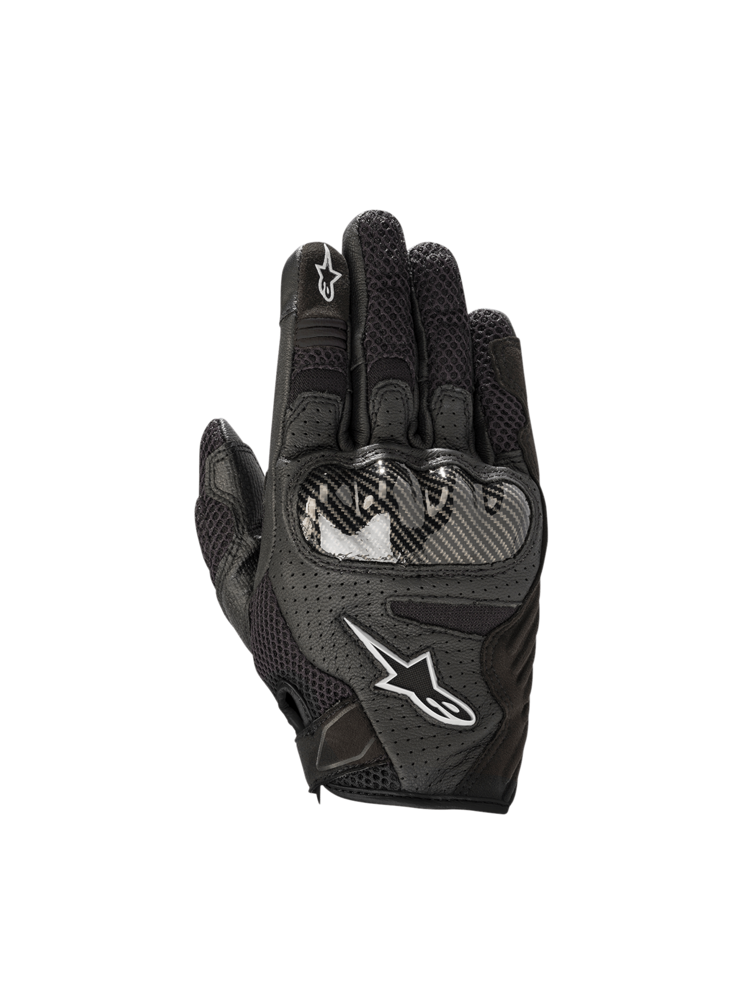 Alpinestars Guanti Stella SMX1-Air V2, guanti da moto da donna, neri, in pelle traforata e mesh con protezione nocche rigida, polsino corto per uso racing e urban