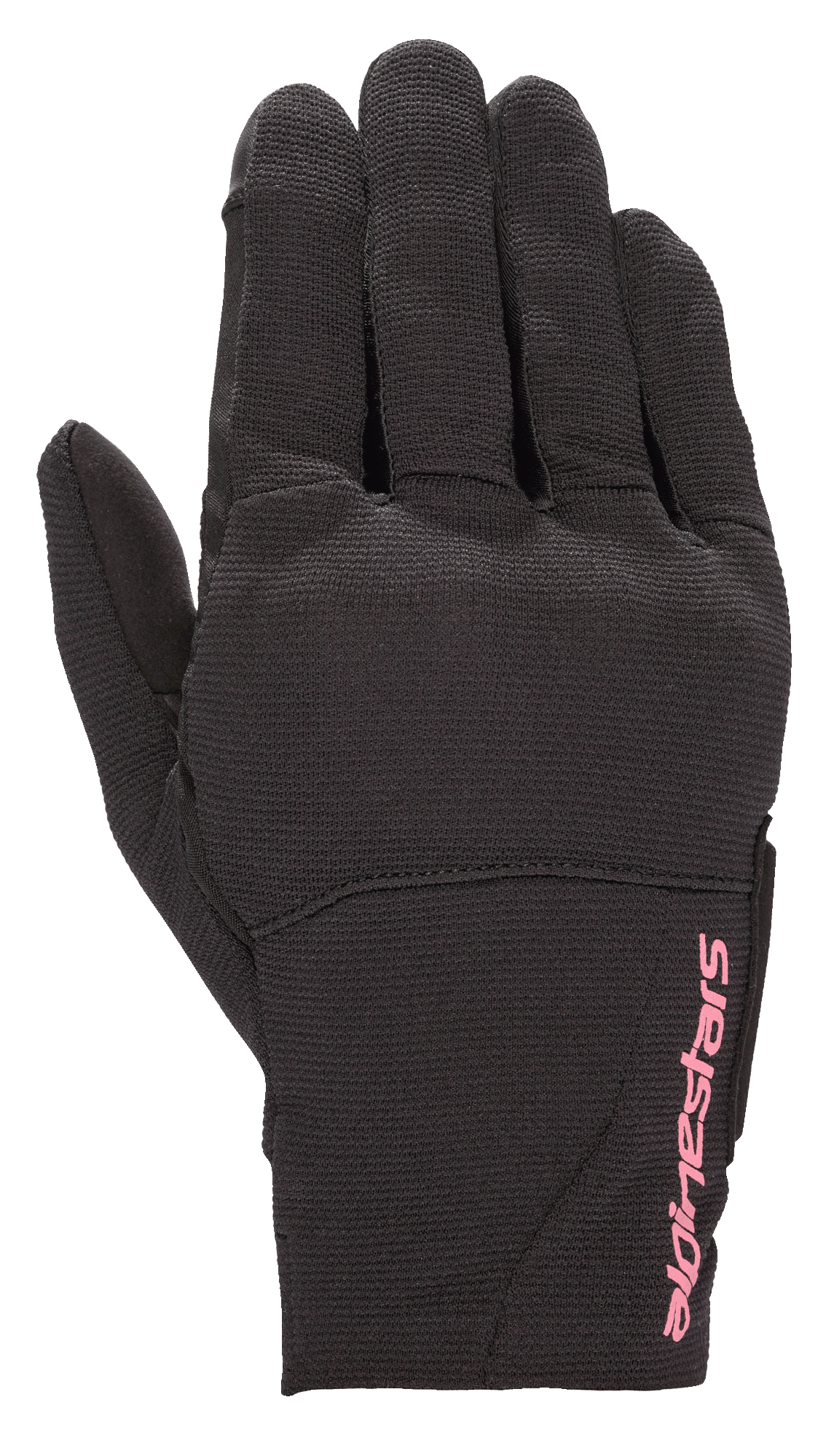 Guanti Alpinestars Stella Reef da donna, guanti da moto urbani, nero con logo rosa fucsia, costruzione in tessuto elasticizzato, design a polsino corto, materiale testurizzato per la guida urbana