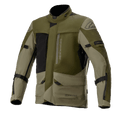 Giacca Alpinestars Altamira GORE-TEX, giacca da moto touring, verde militare Forest e oliva con accenti neri, tasche frontali multiuso multiple e cerniere, cinghie di regolazione sulle braccia, colletto alto, costruzione tecnica impermeabile per adventure riding