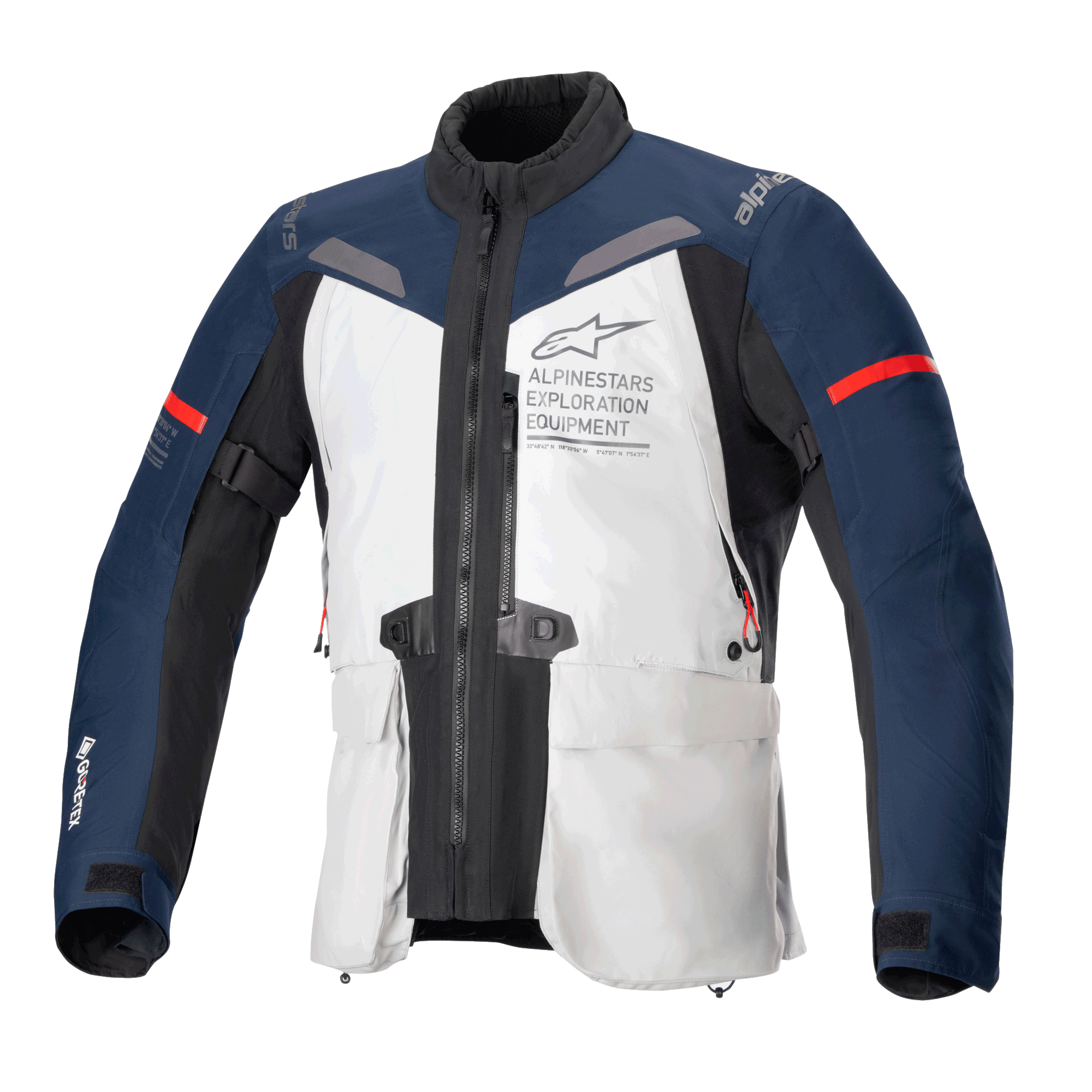 Alpinestars Giacca ST-7 2L GORE-TEX, giacca da moto adventure touring da uomo, grigio ghiaccio, blu scuro e nero, impermeabile, certificata CE