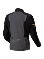 Alpinestars Giacca ST-7 2L GORE-TEX, giacca da moto touring adventure, vista posteriore in grigio scuro e nero con dettagli riflettenti e certificazione CE