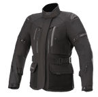 Alpinestars Giacca Stella Ketchum GORE-TEX da donna, giacca da moto touring nera, costruzione in tessuto impermeabile e traspirante, collo alto con prese d'aria sul petto con zip, cinghie regolabili in vita e sulle braccia, tessuto resistente con protezione rinforzata sulle spalle
