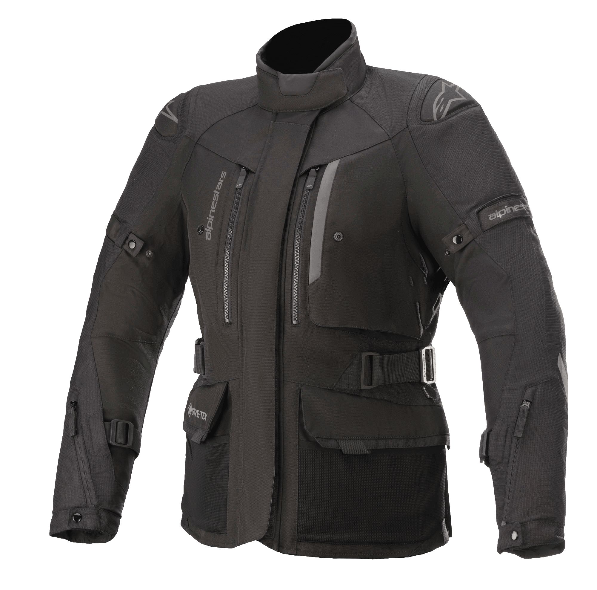 Alpinestars Giacca Stella Ketchum GORE-TEX da donna, giacca da moto touring nera, costruzione in tessuto impermeabile e traspirante, collo alto con prese d'aria sul petto con zip, cinghie regolabili in vita e sulle braccia, tessuto resistente con protezione rinforzata sulle spalle