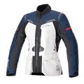 Alpinestars Giacca Donna Stella ST-7 2L GORE-TEX, giacca da moto touring, grigio ghiaccio, blu scuro e nero con accenti rossi, dotata di tasche cargo frontali, cinghie regolabili sulle braccia, collo alto e costruzione impermeabile laminata per adventure touring