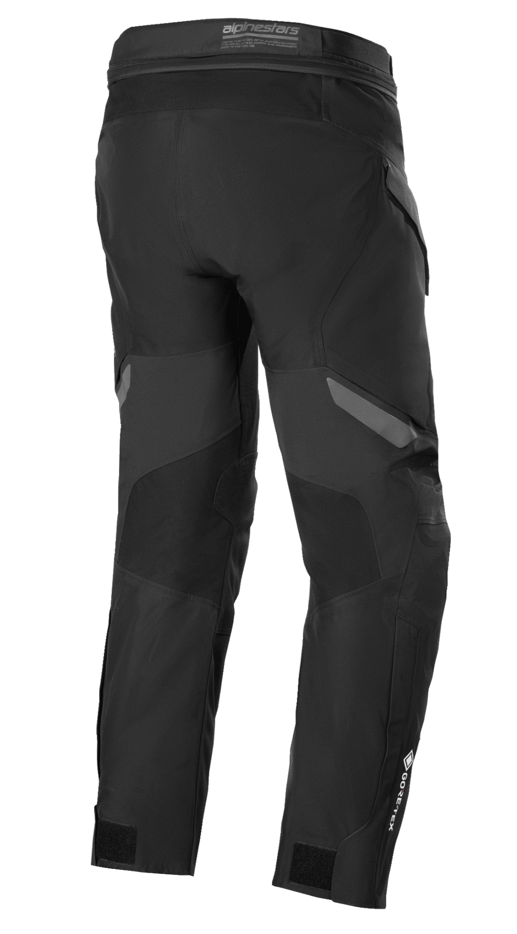 Pantaloni Alpinestars ST-7 2L GORE-TEX, nero e grigio scuro, vista posteriore, pantaloni da moto adventure touring impermeabili con pannelli rinforzati, marchio GORE-TEX sulla parte inferiore della gamba e cinturini regolabili alle caviglie