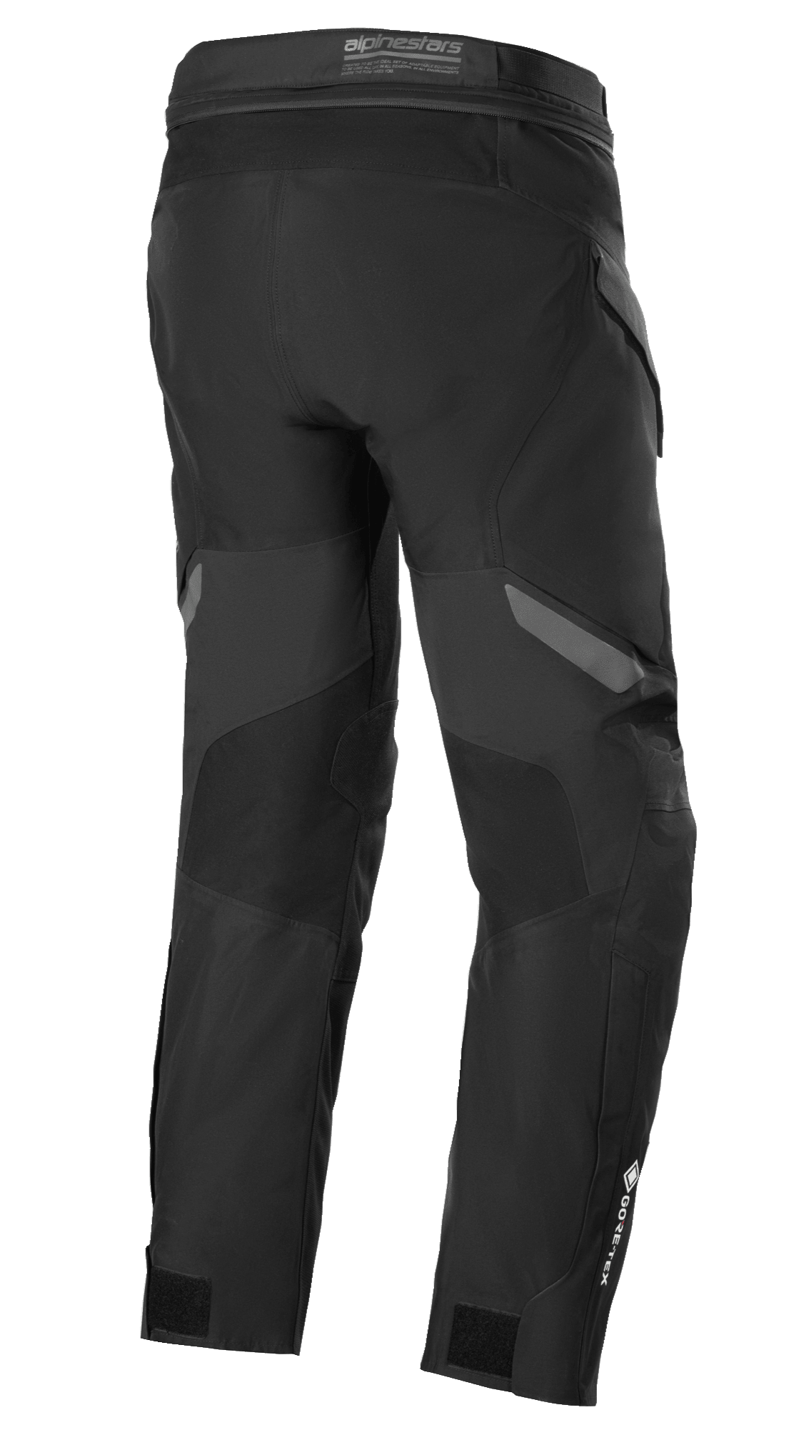 Pantaloni Alpinestars ST-7 2L GORE-TEX, nero e grigio scuro, vista posteriore, pantaloni da moto adventure touring impermeabili con pannelli rinforzati, marchio GORE-TEX sulla parte inferiore della gamba e cinturini regolabili alle caviglie