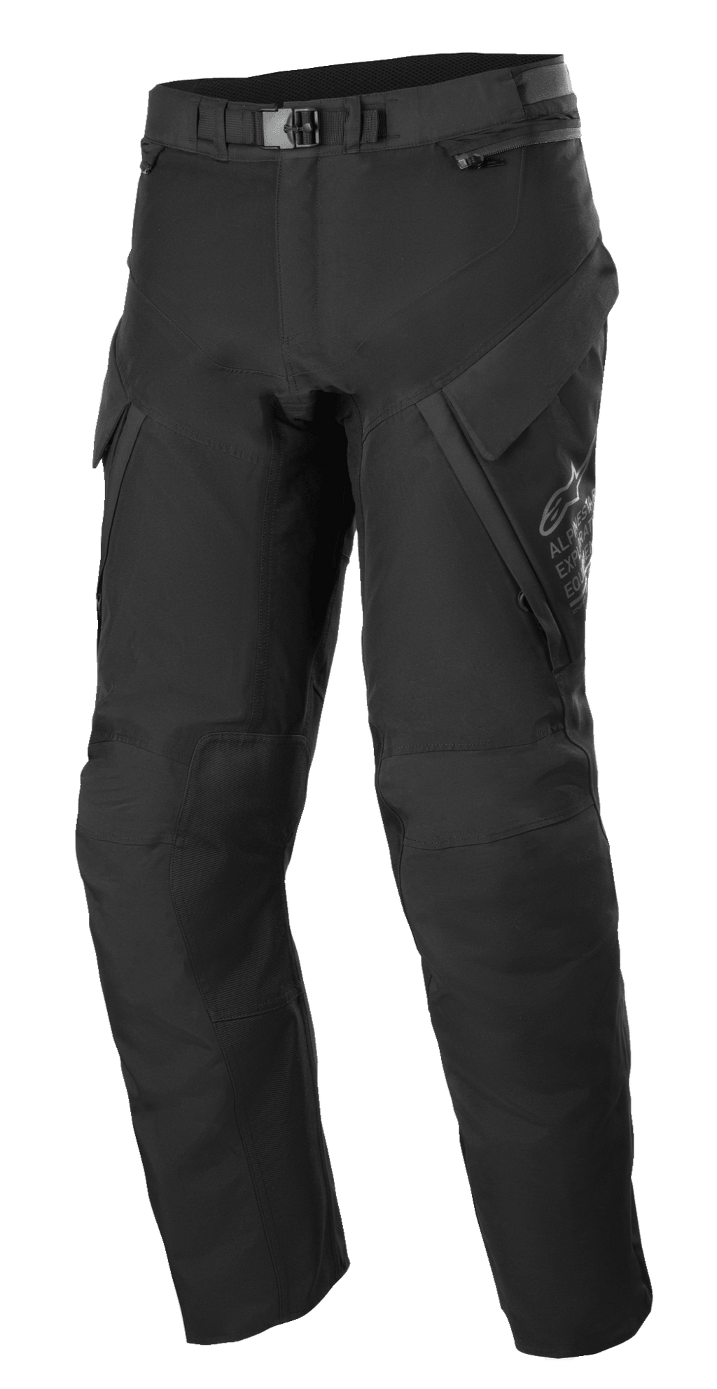 Alpinestars Pantaloni ST-7 2L GORE-TEX, pantaloni adventure touring, nero e grigio scuro, con ampie tasche cargo, chiusura a fibbia magnetica in vita, rinforzi sulle ginocchia e struttura in tessuto tecnico per protezione contro ogni condizione meteo