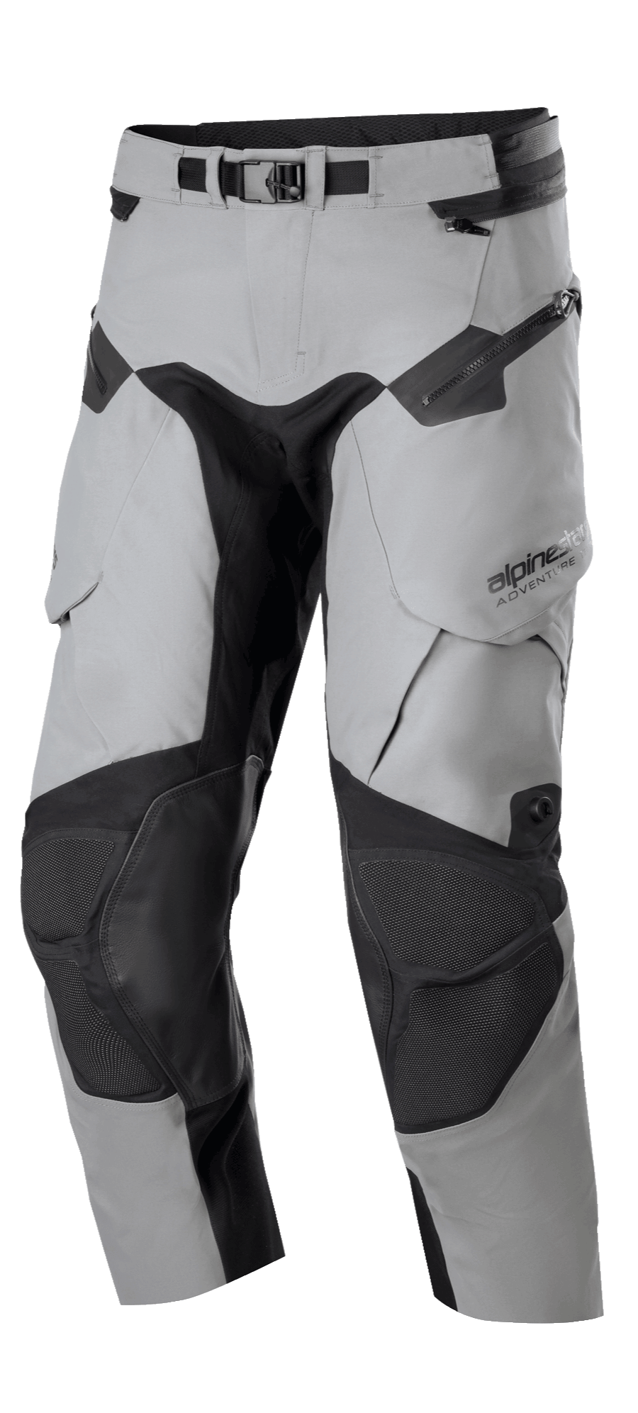 Alpinestars Boulder 3L GORE-TEX Pants - Short Length, pantaloni da moto adventure touring, grigio scuro e nero, con pannelli rinforzati sulle ginocchia, cintura regolabile in vita con fibbia, cerniere impermeabili e tasche ergonomiche, costruzione robusta per condizioni meteorologiche estreme