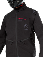 Giacca Alpinestars Lite-Dura Softshell, nero, giacca da enduro off-road antivento, design modulare con maniche staccabili e fodera in pile, stile tecnico minimalista