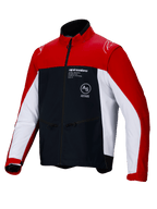 Alpinestars Lite-Dura Softshell Jacket, giacca da moto enduro fuoristrada, nero, rosso vivace e bianco, design color-block con spalle e maniche rosse, pannelli laterali bianchi, petto nero con logo Alpinestars, tasche con zip e design a collo alto