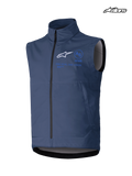 Alpinestars Gilet Softshell Techstar, gilet da motocross da uomo, blu, struttura in softshell elasticizzato antivento con zip frontale e grafica con logo