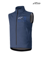 Alpinestars Gilet Softshell Techstar, gilet da motocross da uomo, blu, struttura in softshell elasticizzato antivento con zip frontale e grafica con logo