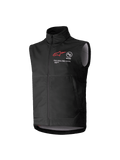 Alpinestars Gilet Softshell Techstar Ragazzo, nero, gilet da motocross senza maniche con logo a stella rossa, collo alto, zip frontale, branding 'ONE GOAL. ONE VISION.', fodera interna grigio chiaro, abbigliamento da motorsport per ragazzi