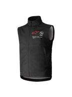 Alpinestars Gilet Softshell Techstar Ragazzo, nero, gilet da motocross senza maniche con logo a stella rossa, collo alto, zip frontale, branding 'ONE GOAL. ONE VISION.', fodera interna grigio chiaro, abbigliamento da motorsport per ragazzi