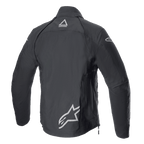 Alpinestars Techdura Jacket, Black Reflex, vista posteriore di giacca da moto tessile da fuoristrada, con loghi Alpinestars riflettenti sulla parte bassa della schiena e sulla parte superiore del collo, design robusto per enduro e adventure