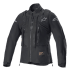 Giacca Alpinestars Techdura, Black Reflex, giacca da moto fuoristrada con gilet tattico integrato, vista frontale, con numerose tasche utility, costruzione in tessuto robusto e loghi Alpinestars argento, progettata per l'enduro