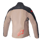 Alpinestars Techdura Jacket, giacca da enduro off-road, nero e marrone Falcon, vista posteriore senza gilet tattico, con loghi Astars rossi e costruzione in tela di poliammide resistente