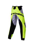 Alpinestars Kids Racer Veil Pants 2025, pantaloni da motocross, grigio e giallo fluo, con pannelli elasticizzati neri e logo Alpinestars sul retro, design ergonomico sportivo per corse fuoristrada giovanili