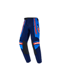 Alpinestars Pantaloni Kids Racer Nomur 2026, pantaloni da motocross per ragazzi, blu navy e blu UCLA con accenti arancioni, pannelli interni alle ginocchia in pelle nera, strisce laterali arancioni, logo Astars bianco e design pre-curvato per gare fuoristrada