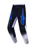 Alpinestars Pantaloni Supertech Hiten AFD, pantaloni da motocross uomo neri e blu con loghi a stella e vestibilità atletica.