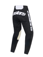 Alpinestars 2026 Racer Air Riway Pants, pantaloni da motocross, nero e bianco, vista posteriore con grande branding 'astars' bianco sulla seduta e sul lato, carré posteriore bianco e rinforzi interni alle ginocchia in pelle bianco sporco per prestazioni off-road