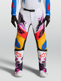 Alpinestars Pantaloni Supertech Dyna, pantaloni MX da uomo, bianco e blu multicolore, in rip-stop elasticizzato e pelle.