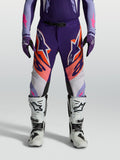 Alpinestars pantaloni Supertech Dyna, pantaloni da motocross da uomo, viola e rosa fluo, in ripstop elasticizzato.