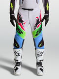 Alpinestars Pantaloni Supertech Dyna 2027, pantaloni da motocross da uomo, lilla e verde fluo, in rip-stop elasticizzato, vestibilità racing.