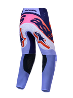 Alpinestars pantaloni Supertech Dyna, da motocross, vista posteriore, viola chiaro e viola scuro con dettagli rosa fluo