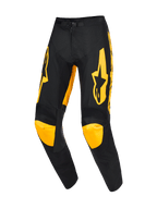 Alpinestars Pantaloni Racer Riway 2026, pantaloni da motocross, giallo e nero, con vistosi loghi gialli sulle cosce e pannelli gialli sulle ginocchia, design ergonomico pre-curvato, struttura in polyfabric resistente per gare off-road professionali
