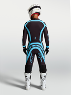 Alpinestars pantaloni Supertech Vesta, abbigliamento motocross professionale da uomo, nero e turchese, vestibilità atletica.