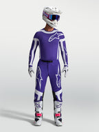 Alpinestars Pantaloni Supertech Vesta, pantaloni da motocross per uomo, blu e bianchi, vestibilità atletica e tessuto rip-stop, ideali per performance off-road e gare MX