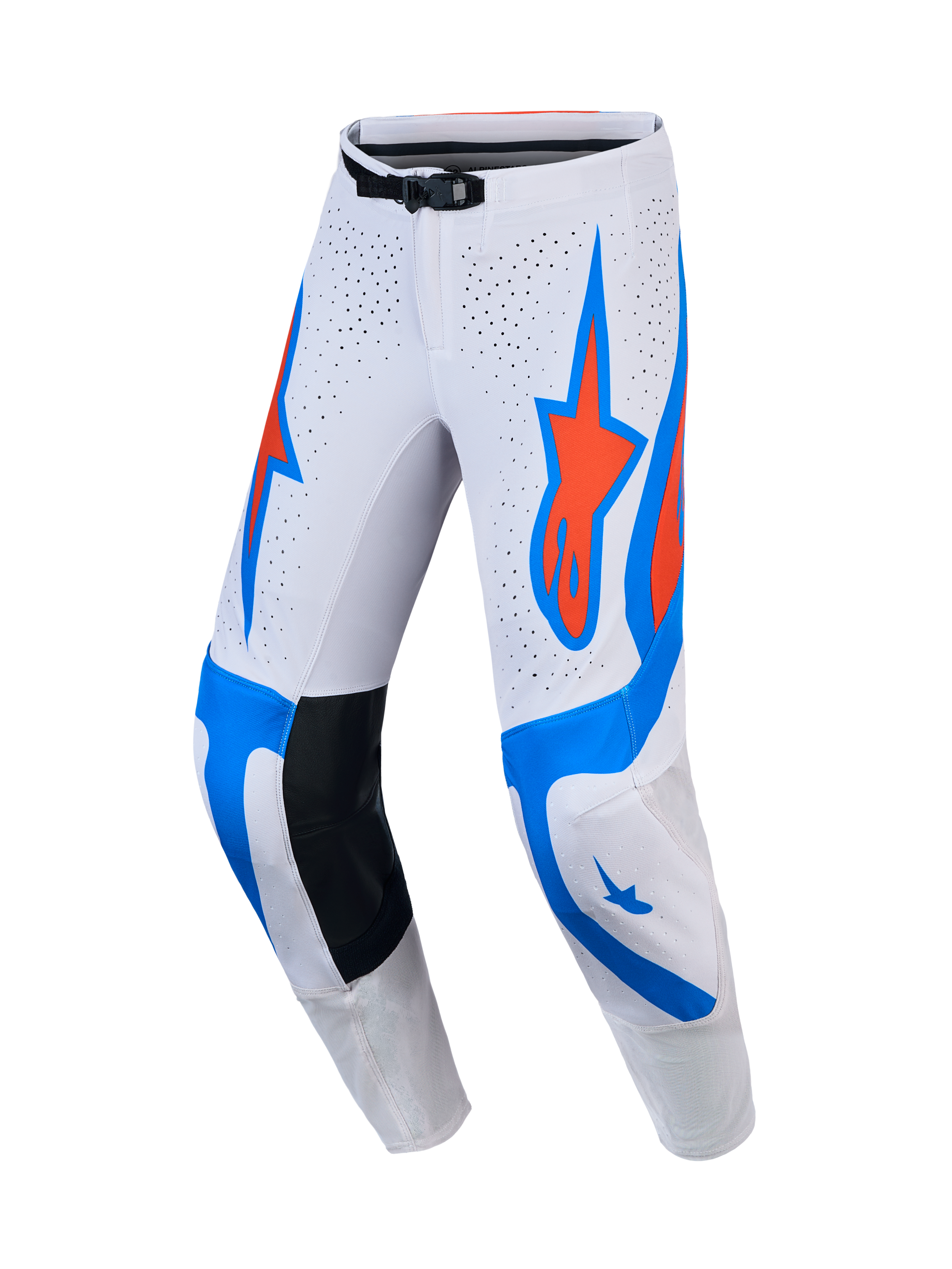 Alpinestars Pantaloni Supertech Vesta, pantaloni motocross uomo, bianco e lilla chiaro, pannelli traforati per off-road