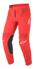 Alpinestars Supertech Blaze Pants, pantaloni da motocross, rosso acceso e nero, con pannelli di ventilazione in mesh, rinforzi interni in pelle nera sulle ginocchia, loghi A-star bianchi e fibbia a cricchetto regolabile in vita per guida fuoristrada ad alte prestazioni