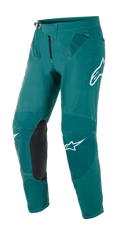 Alpinestars Supertech Blaze Pants, pantaloni da motocross, verde scuro, con loghi Alpinestars bianchi, pannelli di rinforzo in pelle nera sulle ginocchia, chiusura a cricchetto in vita e ventilazione in rete sui fianchi, costruzione resistente per gare fuoristrada