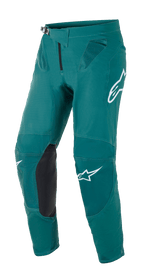 Alpinestars Supertech Blaze Pants, pantaloni da motocross, verde scuro, con loghi Alpinestars bianchi, pannelli di rinforzo in pelle nera sulle ginocchia, chiusura a cricchetto in vita e ventilazione in rete sui fianchi, costruzione resistente per gare fuoristrada