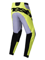 Alpinestars 2025 Racer Veil Pants, pantaloni da motocross, grigio e giallo fluo, vista posteriore con audace marchio nero sulla seduta, design tecnico leggero con sezioni inferiori della gamba nere e vestibilità precurvata