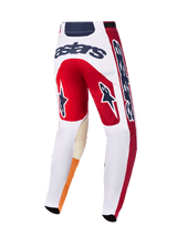 Pantaloni Alpinestars 2026 Racer Portl, pantaloni da motocross, rosso, bianco e grigio scuro, vista posteriore con logo 'astars' in evidenza sul retro, icone a stella sulle gambe e materiale resistente con ginocchia interne rinforzate per gare off-road