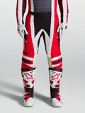 Alpinestars Pantaloni Techstar Maven, pantaloni da motocross rosso e bianco, vestibilità atletica e rinforzi in pelle.
