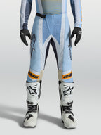 Alpinestars Pantaloni Techstar Maven, pantaloni da motocross da uomo, blu e arancione, ventilazione laser e taglio da gara.