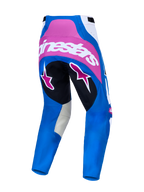 Alpinestars Pantaloni Techstar Maven, pantaloni da motocross blu e rosa acceso, vista posteriore con vestibilità race-fit