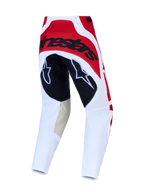 Alpinestars pantaloni Techstar Maven, pantaloni motocross da uomo, rosso e bianco, con pelle di capra, vista posteriore