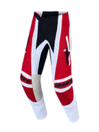 Alpinestars pantaloni Techstar Maven, pantaloni da motocross uomo rossi e bianchi, in resistente poly-fabric 600D.