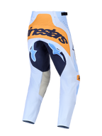 Alpinestars Pantaloni Techstar Maven, pantaloni motocross da uomo, vista posteriore, blu e arancione, seduta rinforzata 600D.