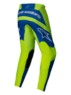 Alpinestars Pantaloni Fluid Haul 2025, pantaloni da motocross off-road da uomo, giallo fluo e blu con dettagli neri sulle ginocchia, vista posteriore