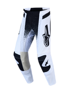 Alpinestars Pantaloni Techstar Swan AND Techstar Swan Gear Set, pantaloni da motocross bianchi e neri con pannelli in pelle.