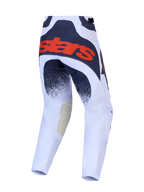 Alpinestars pantaloni Techstar Swan, pantaloni da motocross lilla chiaro e grigi scuri, retro con logo rosso fluo.